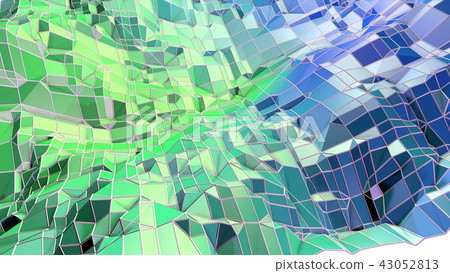 3d render of abstract geometric background with modern gradient colors in low poly style. 3d surface 43052813