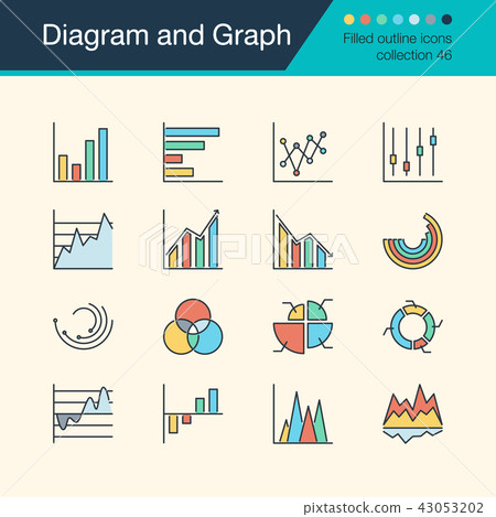 Diagram and Graph icons. Filled outline design. - Stock Illustration ...