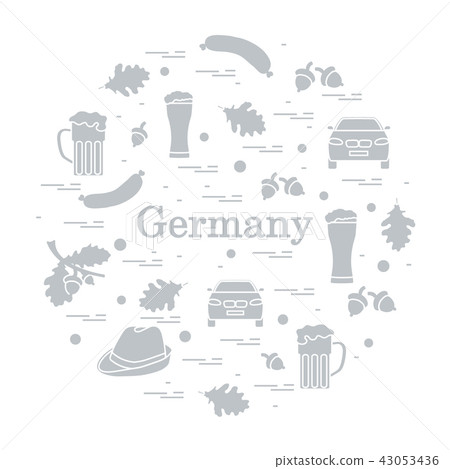 various symbols of Germany arranged in a circle various symbols of Germany arranged in a circle 43053436