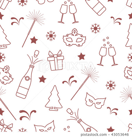 Seamless pattern with new year symbols 43053646