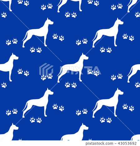 Seamless pattern with dog and dog tracks 43053692