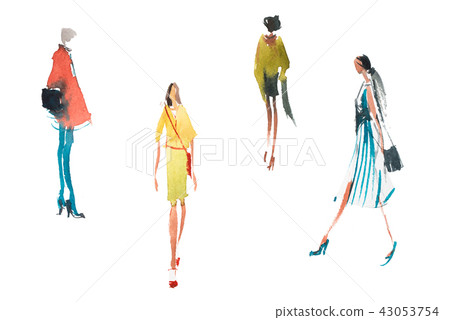 Different types of women top trends in fashion Watercolor illustration Quick sketch drawing. Different types of women top trends in fashion Watercolor illustration Quick sketch drawing. 43053754