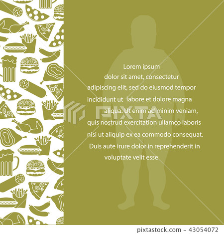 Fat man with unhealthy lifestyle symbols Fat man with unhealthy lifestyle symbols 43054072