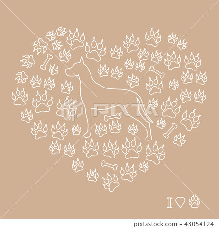 great dane silhouette on a background of dog great dane silhouette on a background of dog 43054124