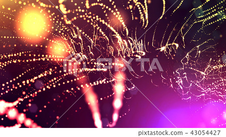 3d render of abstract multi-color composition with depth of field and glowing particles in dark with 3d render of abstract multi-color composition with depth of field and glowing particles in dark with 43054427