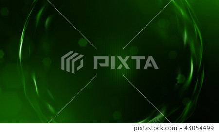 3d render of abstract green composition with depth of field and glowing particles in dark with bokeh 43054499