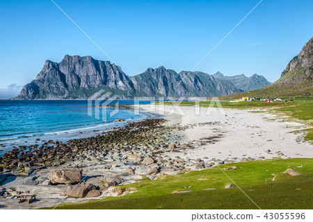 Beautiful view to Eggum beach in Norway, Beautiful view to Eggum beach in Norway, 43055596