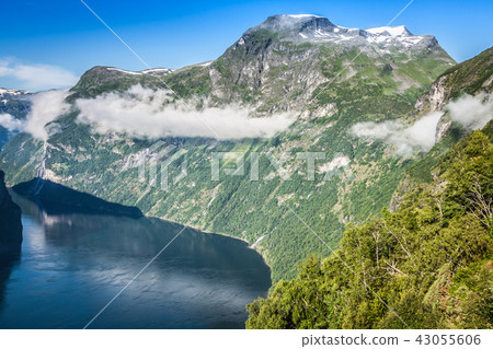 Geiranger fjord panoramic view,Norway Geiranger fjord panoramic view,Norway 43055606