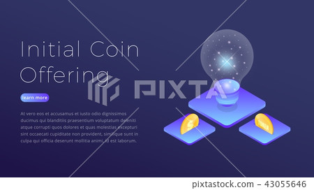 ICO. Isometric concept of Initial Coin Offering. Modern ICO hero image design 43055646
