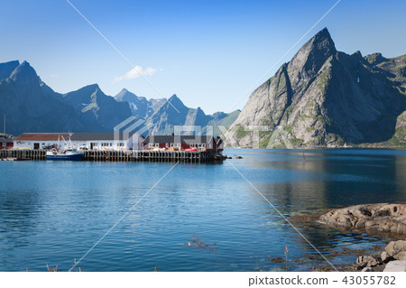 Picturesque fishing town of Reine by the fjord  43055782