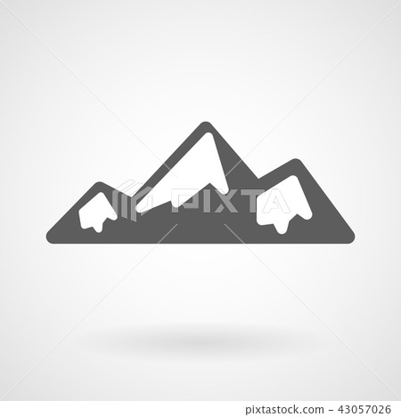 Mountains line icon on white background, vector 43057026