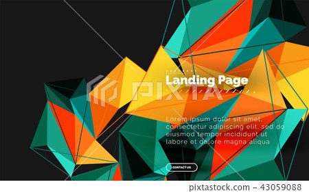 Polygonal geometric design, abstract shape made of triangles, trendy background 43059088