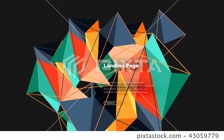Polygonal geometric design, abstract shape made of triangles, trendy background 43059779