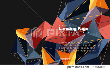 Vector 3d triangle abstract background, polygonal geometric design 43060019