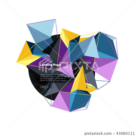 Vector 3d triangle abstract background, polygonal geometric design 43060111
