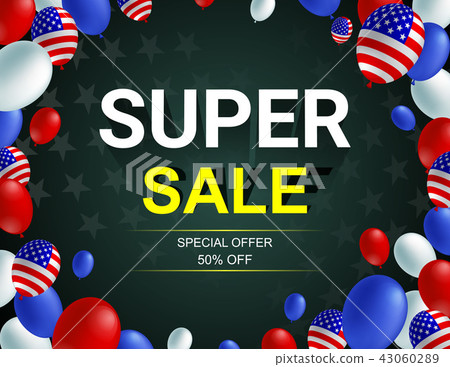 Super sale poster banner American flag balloon 43060289