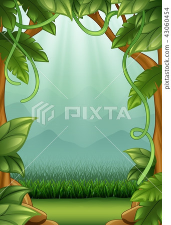 Jungle background with vines and mountains Jungle background with vines and mountains 43060454