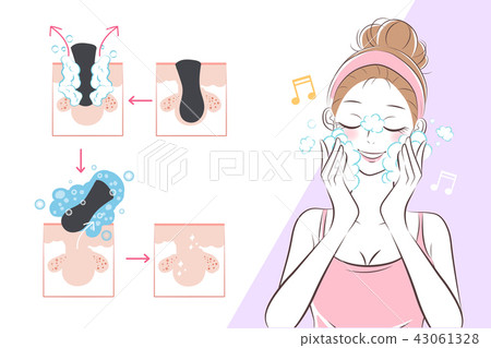 woman with facial clean concept woman with facial clean concept 43061328