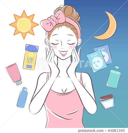beauty cartoon skincare woman - Stock Illustration [43061345] - PIXTA