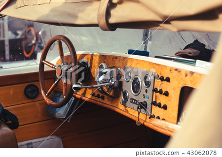 Detail of Vintage Wood Speed Boat 43062078
