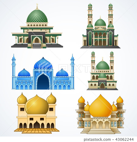 Set of Muslim mosque isolated on white background Set of Muslim mosque isolated on white background 43062244