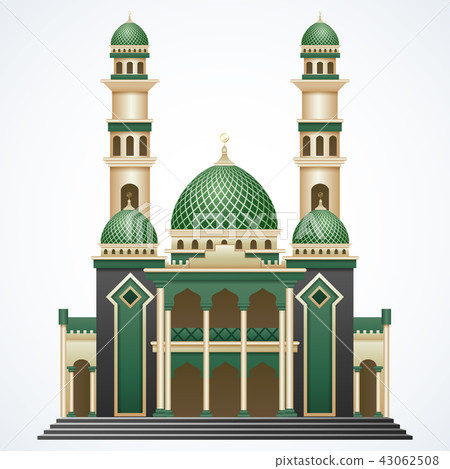 Islamic mosque building with green dome Islamic mosque building with green dome 43062508