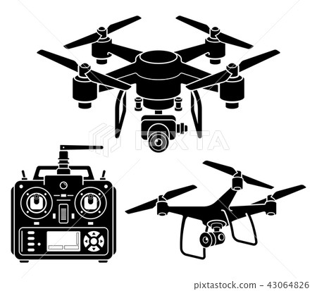 Drone silhouette icons set. Vector illustration. 43064826
