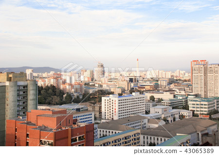 Aerial view of Pyongyang capital city North Korea 43065389