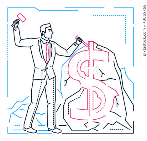 Businessman making money - line design style illustration 43065768