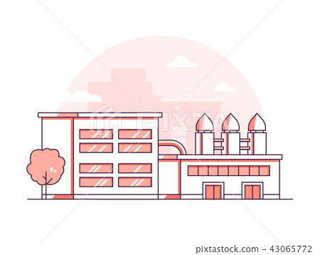 Factory - modern thin line design style vector illustration Factory - modern thin line design style vector illustration 43065772