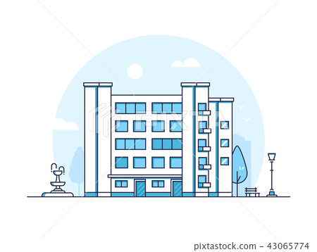 City building - modern thin line design style vector illustration City building - modern thin line design style vector illustration 43065774