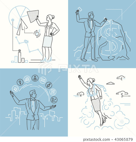 Business concepts - set of line design style... - Stock Illustration ...