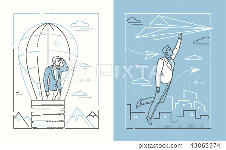 Ambitions - set of line design style illustrations Ambitions - set of line design style illustrations 43065974