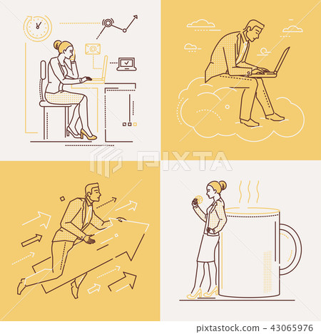 Office life - set of line design style illustrations Office life - set of line design style illustrations 43065976