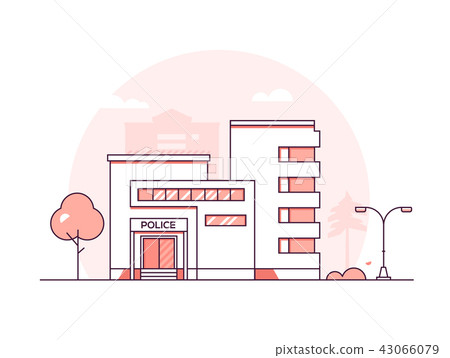Police station - modern thin line design style vector illustration 43066079