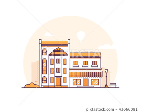 City buildings - modern thin line design style vector illustration 43066081