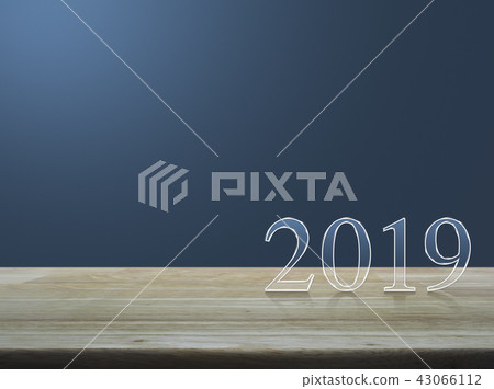 Happy new year 2019 text on wooden table 43066112