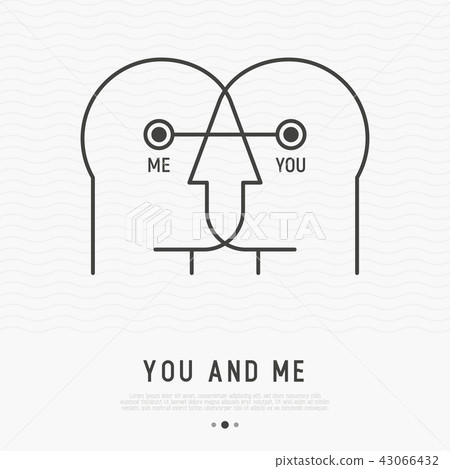 Two silhouettes of heads are crossed 43066432