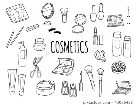 Illustration set of cosmetics (monochrome) - Stock Illustration ...