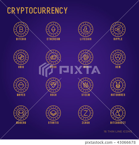 Cryptocurrency thin line icons set - Stock Illustration [43066678] - PIXTA