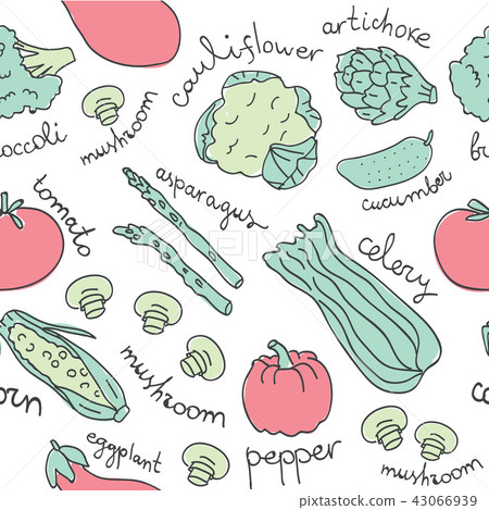 Hand drawn doodle vegetables seamless pattern 43066939