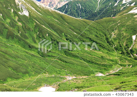 北阿爾卑斯山Unzenhei山脈從祖父山Kurobe起源Sangata Sanso的頂部 43067343