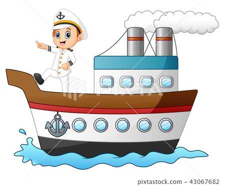 Cartoon ship captain pointing on a ship-插圖素材[43067682] - PIXTA圖庫