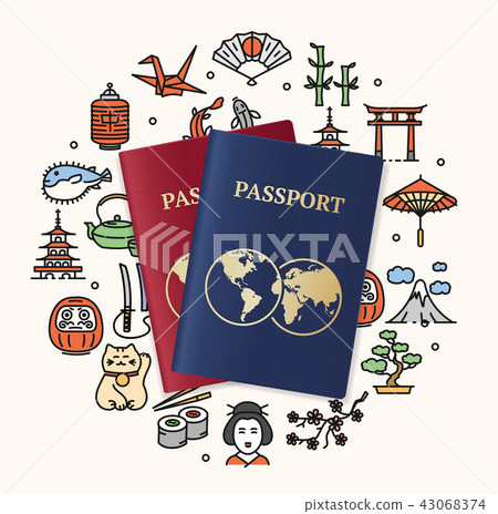 Japan Travel and Tourism Concept Card. Vector 43068374