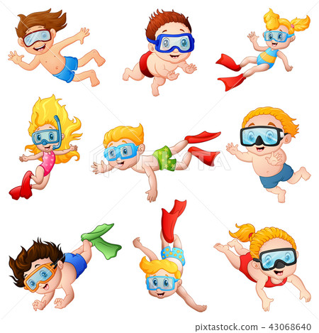Little divers cartoon set Little divers cartoon set 43068640