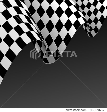 Realistic Detailed 3d Checkered Racing Flag Concept Card Background. Vector Realistic Detailed 3d Checkered Racing Flag Concept Card Background. Vector 43069637