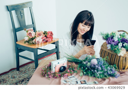 Flower living female portrait Flower living female portrait 43069929
