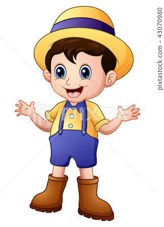 Vector illustration of Cartoon young farmer waving - Stock Illustration ...