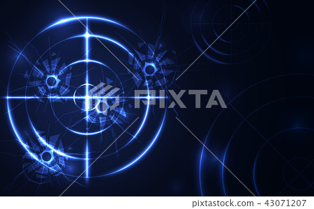 Blue radar target shooting range black background 43071207