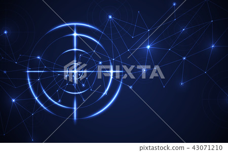 Blue radar target shooting range black background 43071210